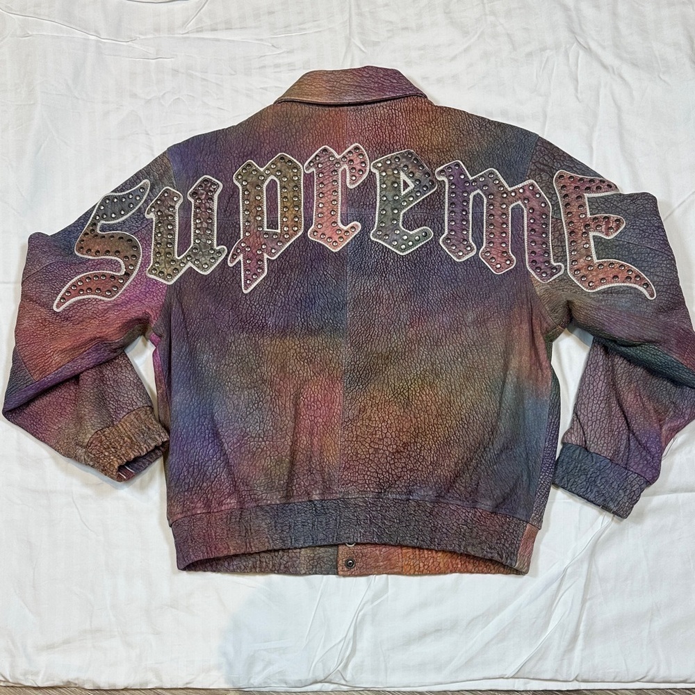 [UNISEX] SUPREME Multicolour Real Lamb Leather Varsity Jacket S | Deadstock - Picture 10 of 12